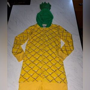 Tipsy Elves Pineapple Costume dress m yellow zip hoodie hood